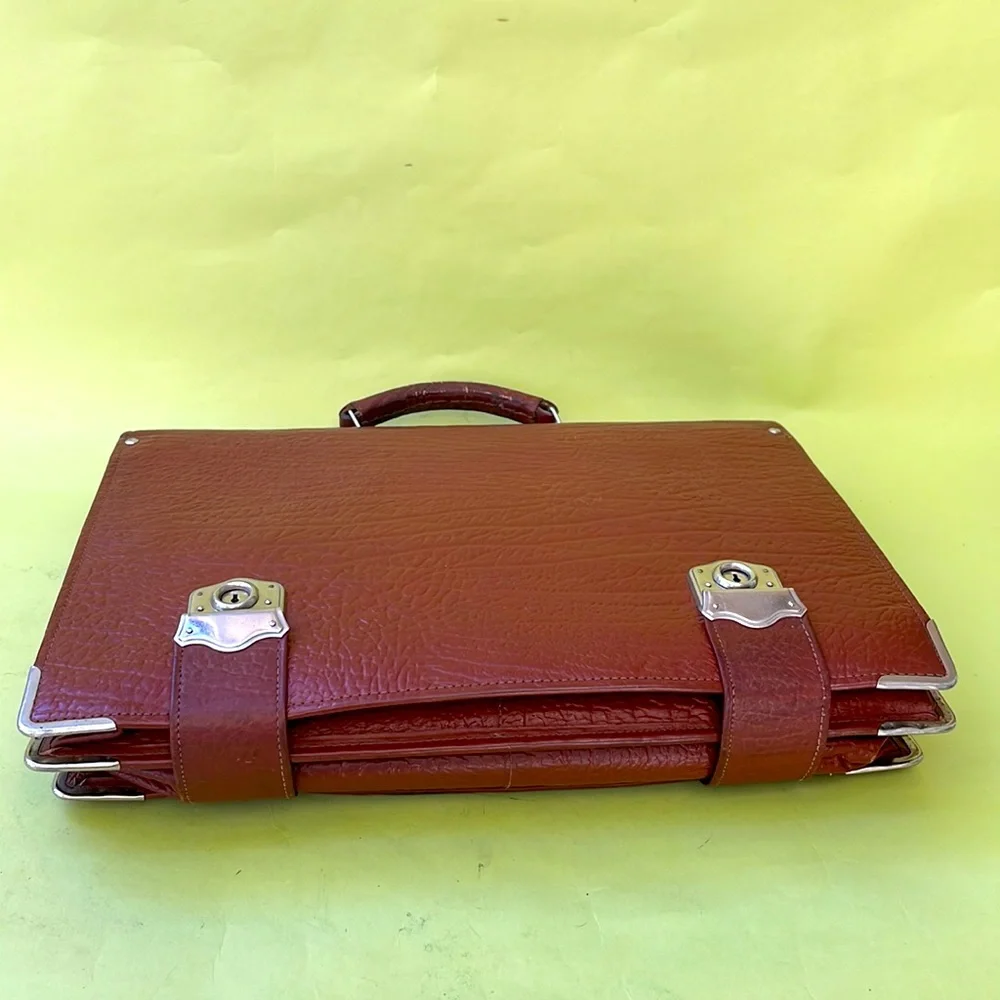 Vintage 70’s reddish brown/silver leather laptop case